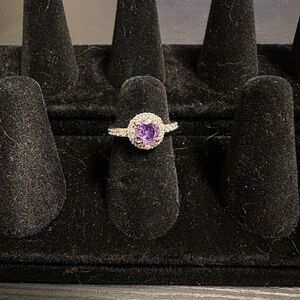 Bomb Party Adjustable Kids Ring size 3-5, Purple Topaz Cz Rhodium Plating
